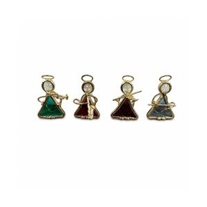 4 Vintage Angel Pendant Ornament Suncatcher GoldToned StainedGlass Music Artisan